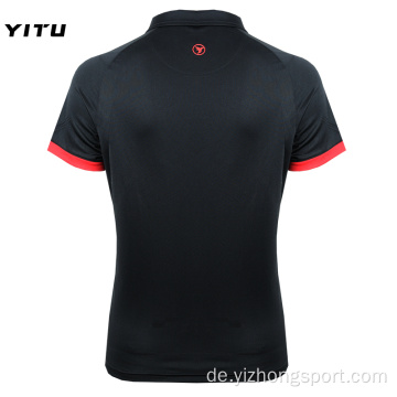 Feuchtigkeitstransportierendes Dry Fit Poloshirt aus schwarzem Polyester